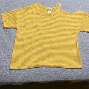 Bibi yellow women’s knit cold shoulder top on one sleeve size large